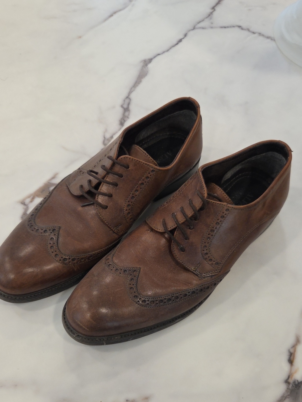 Alfani Brown Leather Wingtip Oxfords